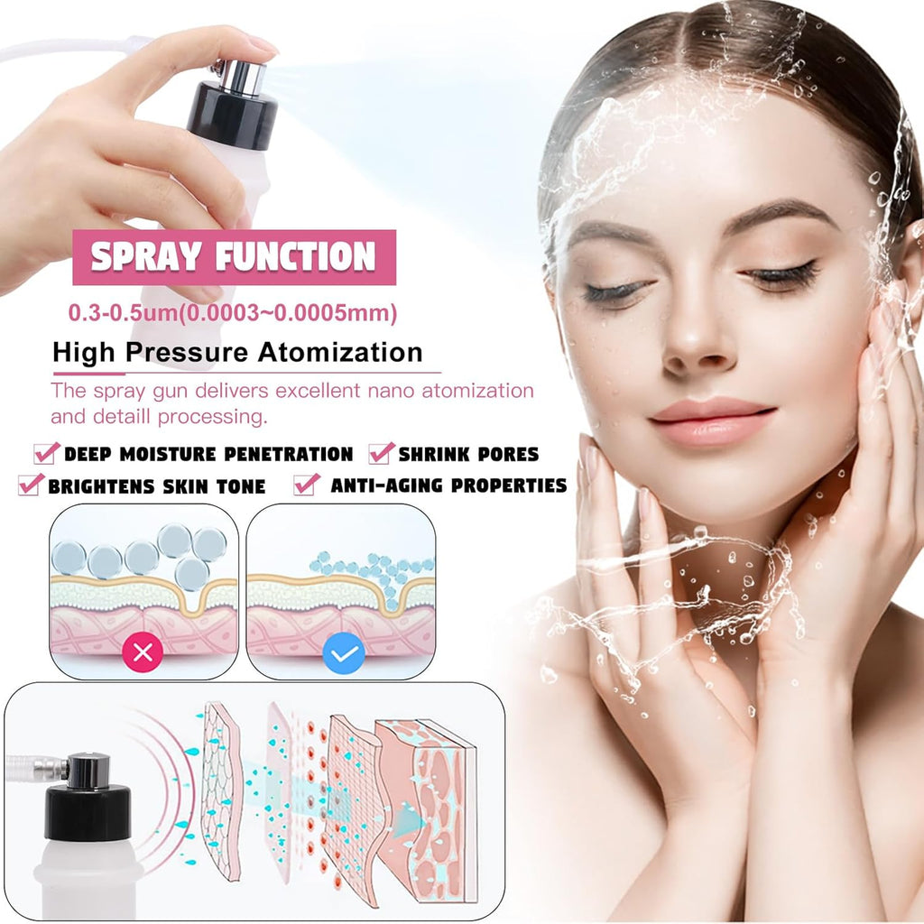 3 in 1 Diamond Microdermabrasion Machine,  0-70Cmhg Suction Dermabrasion Facial Machine, Professional Skin Care Device for Home and Salon Use, Face Pore Vacuum Glow Equipment